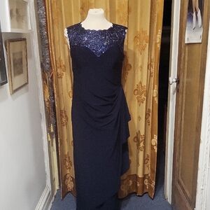 R&M Richards Navy Sequin Maxi Dress
